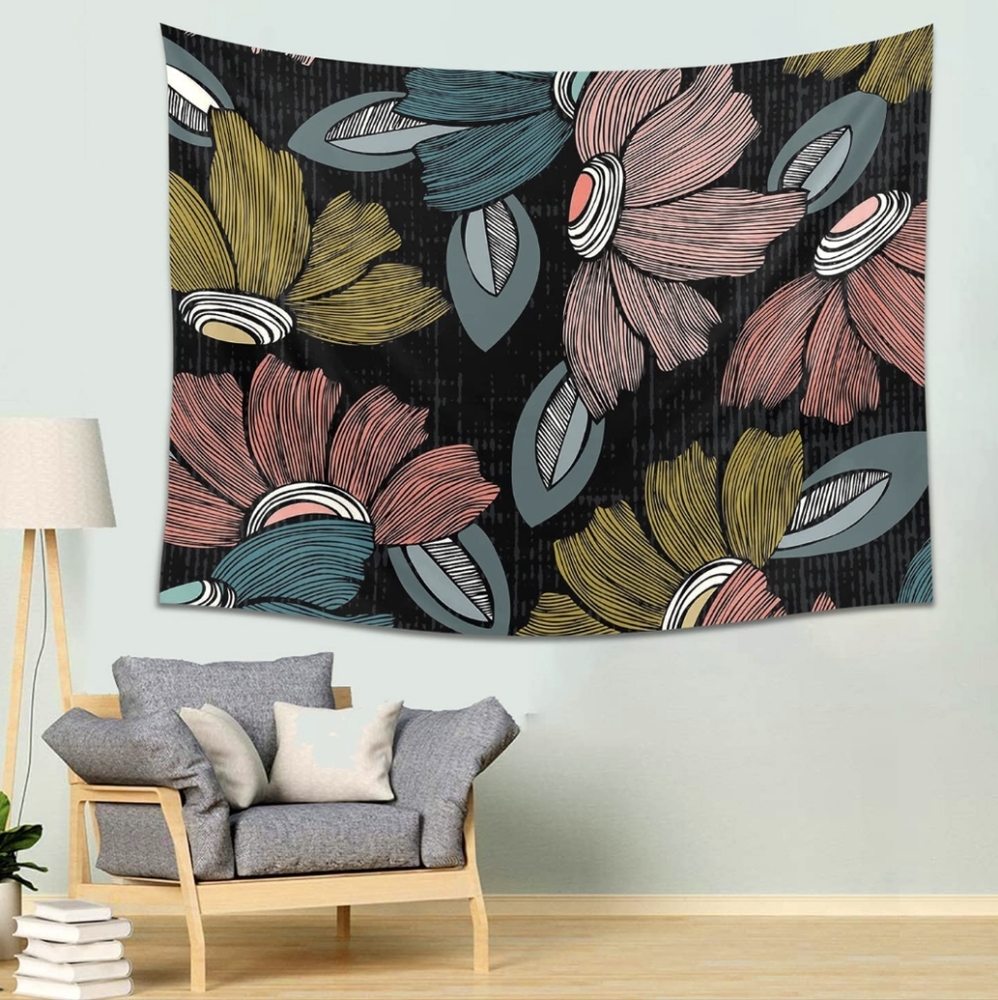 NWOT Colorful Flower Tapestry, Vintage Floral Wall Tapestries 78.8 X 59.1 Inch.
